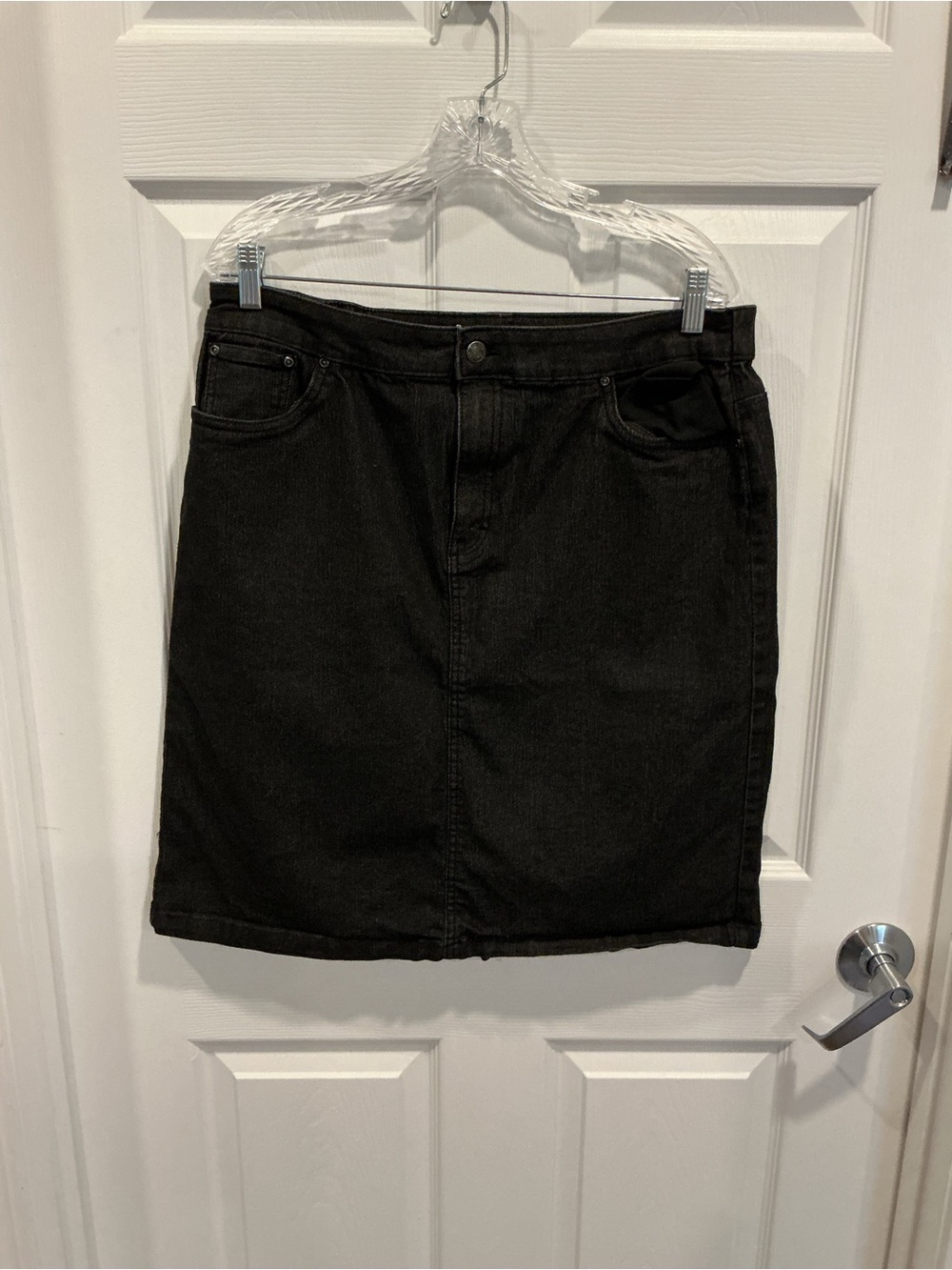 Classic Black Denim Skirt - Women's Straight Mini